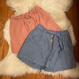 Set of Pink & Blue Linen Shorts